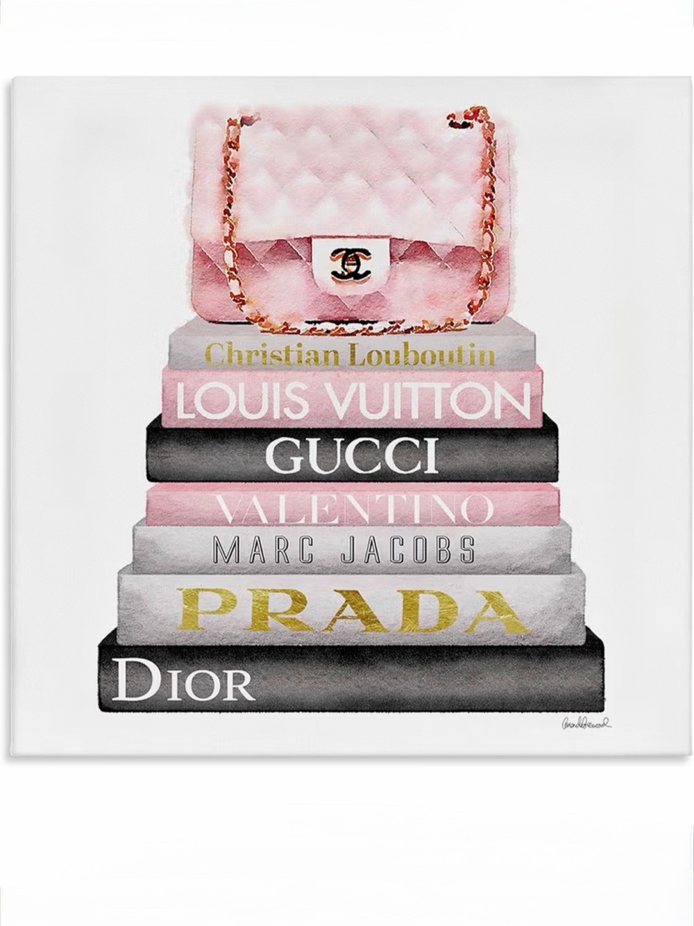 Stupell Industries 'Watercolor High Fashion Bookstack', Wrapped Canvas Art